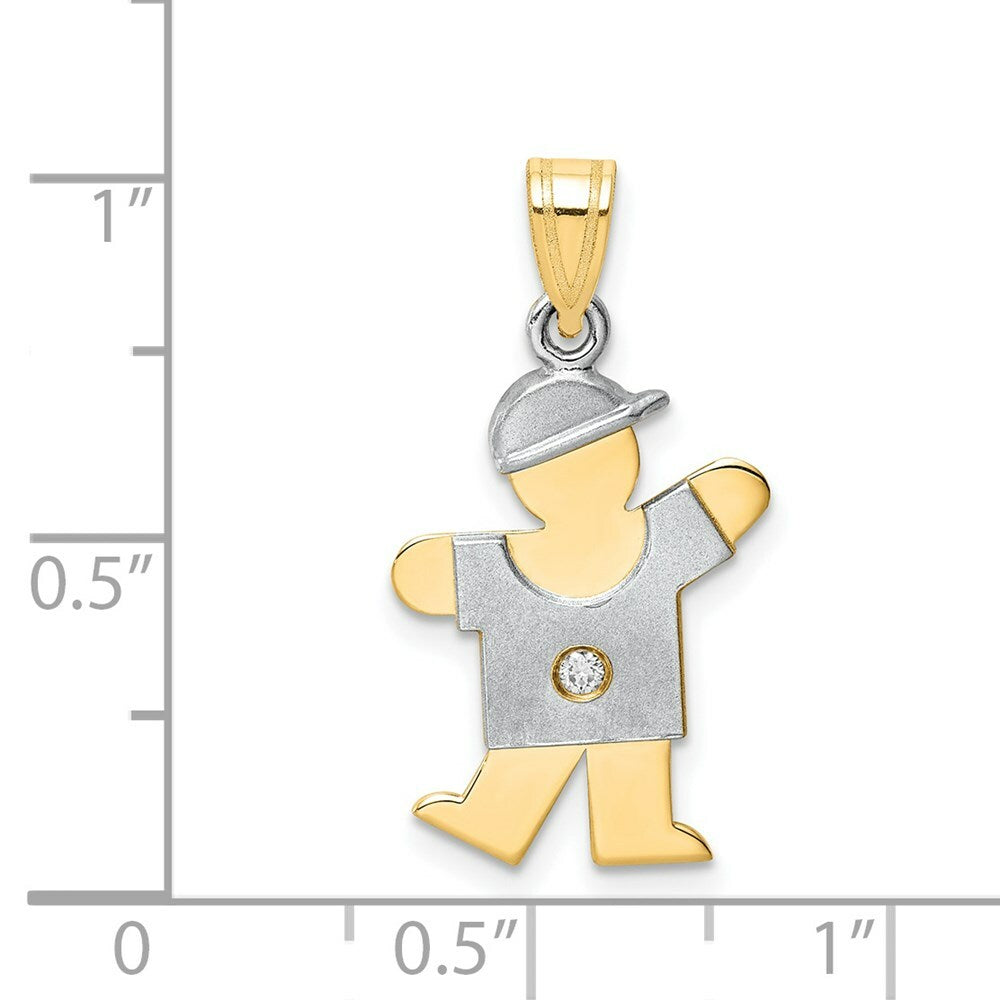 14K Two-tone Gold 0.015-Carat Diamond Boy with Cap The Kids Pendant