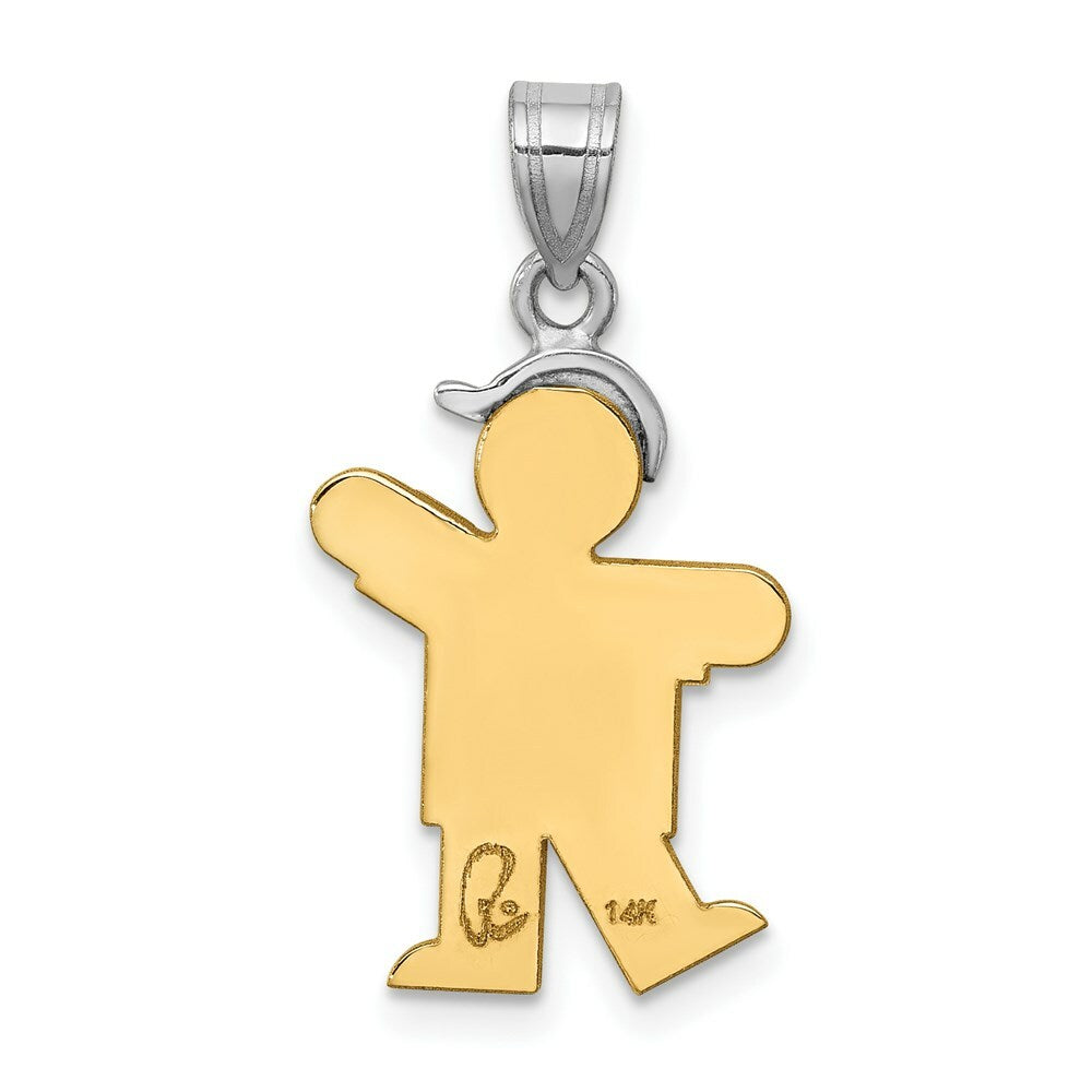 14K Two-tone Gold 0.015-Carat Diamond Boy with Cap The Kids Pendant
