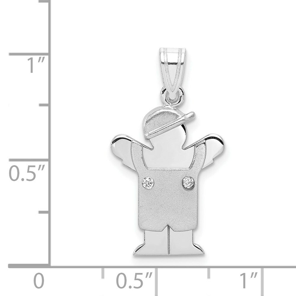 14K Two-tone Gold 0.02-Carat 2 Diamond Boy with Cap The Kids Pendant