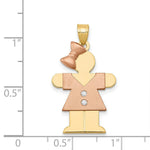 Load image into Gallery viewer, 14K Two-tone Yellow and Rose Gold 0.03-Carat 2 Diamond Girl with Bow Kid Pendant
