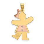 Load image into Gallery viewer, 14K Two-tone Yellow &amp; Rose Gold 0.03-Carat 2 Diamond Girl with Bow The Kids Pendant

