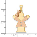 Load image into Gallery viewer, 14K Two-tone Yellow &amp; Rose Gold 0.03-Carat 2 Diamond Girl with Bow The Kids Pendant
