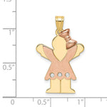 Load image into Gallery viewer, 14K Two-tone Yellow &amp; Rose Gold 0.045-Carat 3 Diamond Girl with Bow The Kids Pendant
