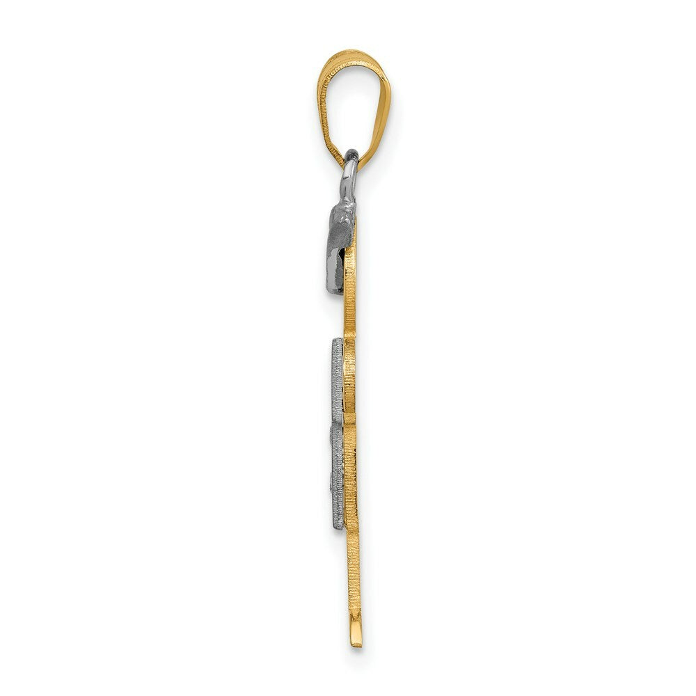14K Two-tone Gold 0.03-Carat 2 Diamond Boy with Cap The Kids Pendant