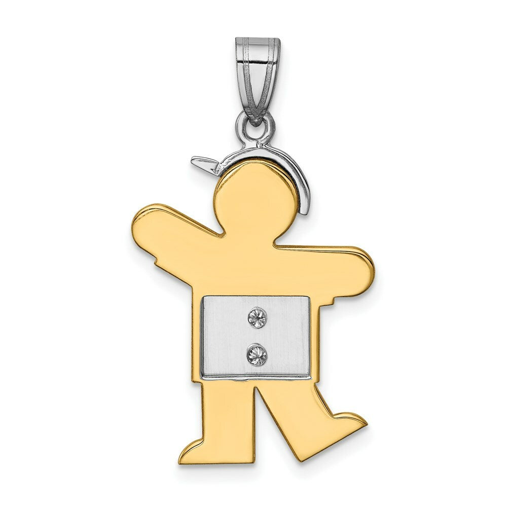 14K Two-tone Gold 0.03-Carat 2 Diamond Boy with Cap The Kids Pendant