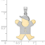 Load image into Gallery viewer, 14K Two-tone Gold 0.03-Carat 2 Diamond Boy with Cap The Kids Pendant
