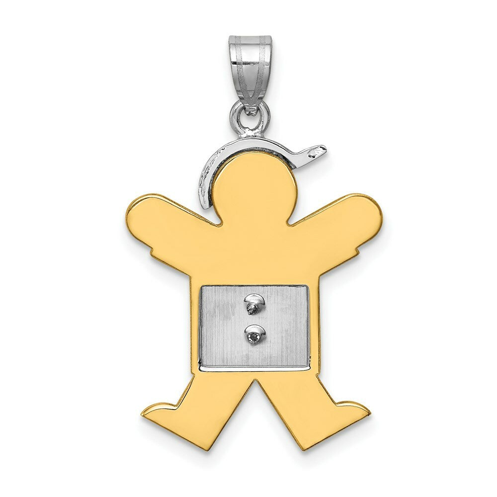 14K Two-tone Gold 0.03-Carat 2 Diamond Boy with Cap The Kids Pendant