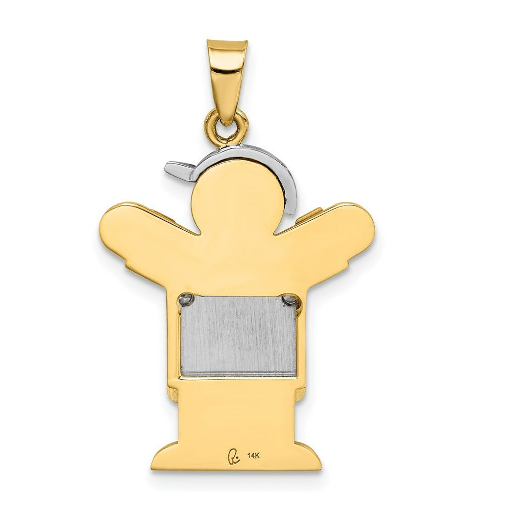 14K Two-tone Gold 0.03-Carat 2 Diamond Boy with Cap The Kids Pendant