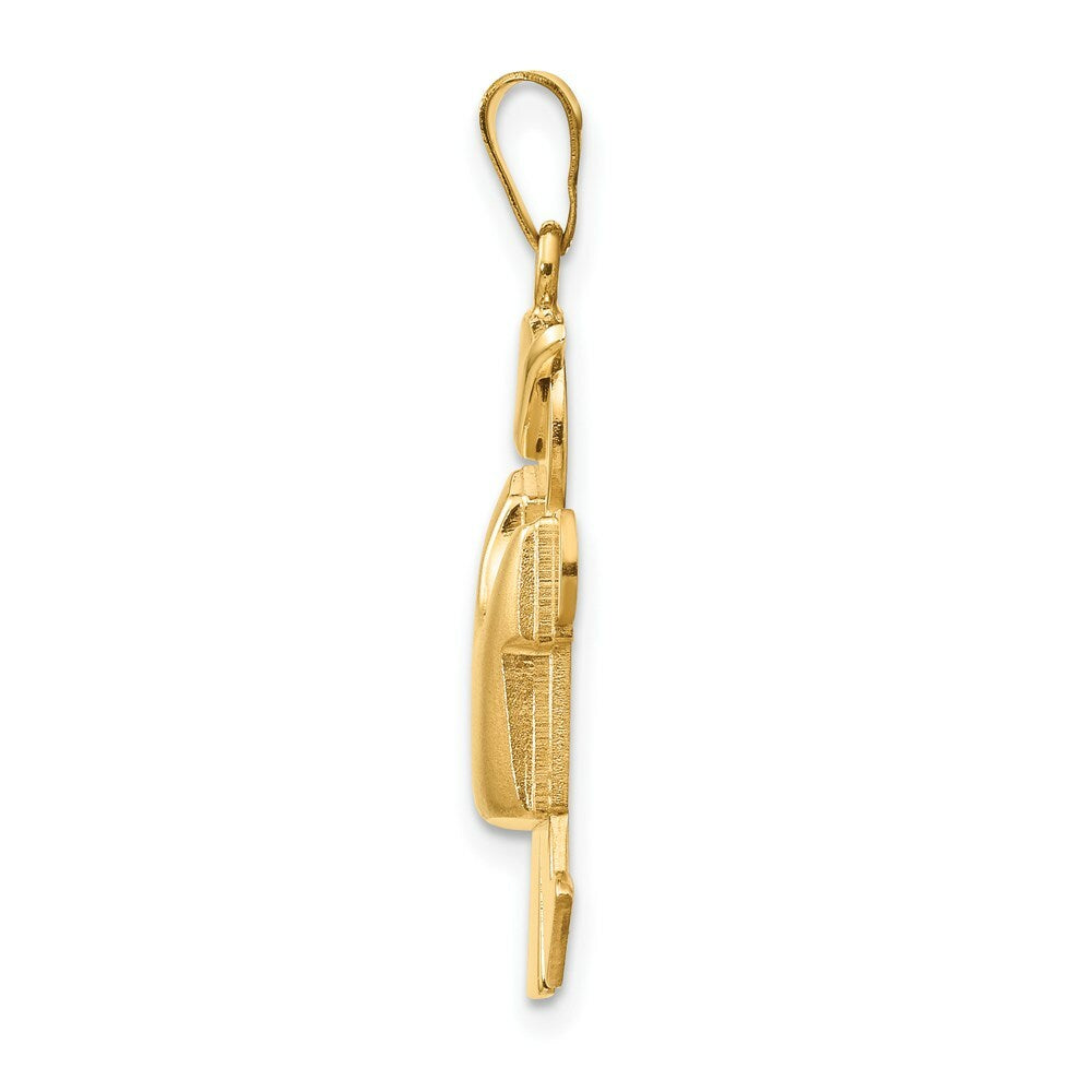 14K Yellow Gold Puffed Boy with Hat on Left Engravable Charm Pendant