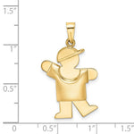 Load image into Gallery viewer, 14K Yellow Gold Puffed Boy with Hat on Left Engravable Charm Pendant
