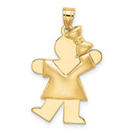Load image into Gallery viewer, 14K Yellow Gold Puffed Girl with Bow on Right Engravable Charm Pendant
