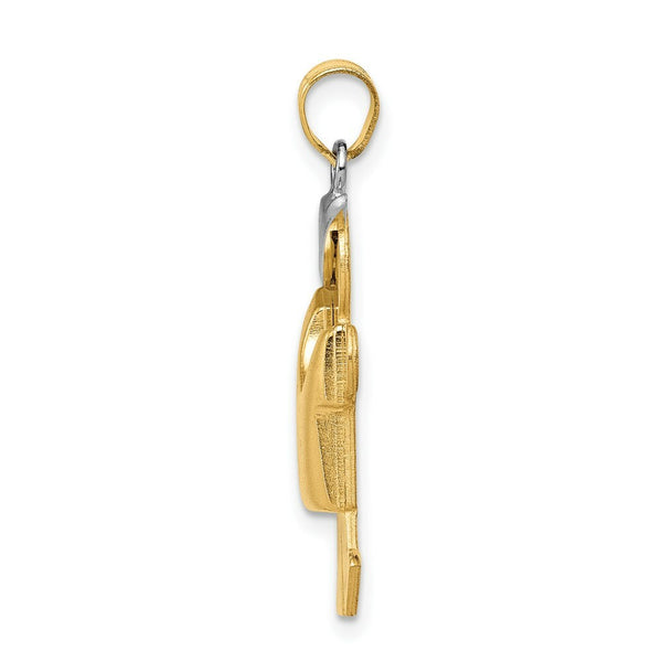 14K Two-tone Gold Puffed Boy with Hat on Left Engravable Charm Pendant