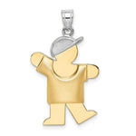 Load image into Gallery viewer, 14K Two-tone Gold Puffed Boy with Hat on Left Engravable Charm Pendant
