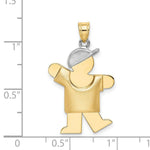 Load image into Gallery viewer, 14K Two-tone Gold Puffed Boy with Hat on Left Engravable Charm Pendant
