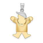 Load image into Gallery viewer, 14K Two-tone Gold Puffed Boy with Hat on Right Engravable Charm Pendant
