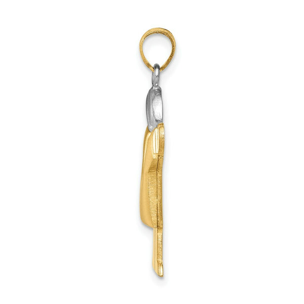 14K Two-tone Gold Puffed Boy with Hat on Right Engravable Charm Pendant