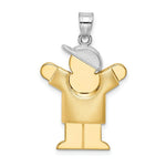Load image into Gallery viewer, 14K Two-tone Gold Puffed Boy with Hat on Right Engravable Charm Pendant
