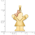 Load image into Gallery viewer, 14K Two-tone Gold Puffed Girl with Bow on Left Engravable Charm Pendant
