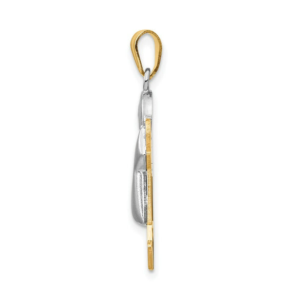 14K Two-tone Gold Puffed Boy with Hat on Right Engravable Charm Pendant
