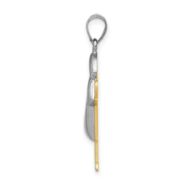 14K Two-tone Gold Puffed Boy with Hat on Right Engravable Charm Pendant