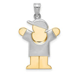 Load image into Gallery viewer, 14K Two-tone Gold Puffed Boy with Hat on Right Engravable Charm Pendant
