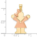 Load image into Gallery viewer, 14K Two-tone Gold Puffed Girl with Bow on Left Engravable Charm Pendant
