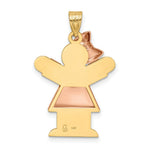 Load image into Gallery viewer, 14K Two-tone Gold Puffed Girl with Bow on Left Engravable Charm Pendant
