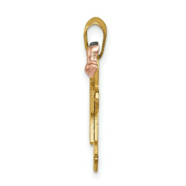 14K Tri-Color Gold Small Boy on Left & Girl on Right Engravable Charm Pendant