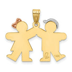 Load image into Gallery viewer, 14K Tri-Color Gold Small Boy on Left &amp; Girl on Right Engravable Charm Pendant
