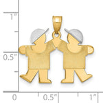 Load image into Gallery viewer, 14K Two-tone Gold Small Double Boys Engravable Charm Pendant
