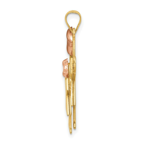 14K Two-tone Gold Big Girl & Little Girl Engravable Charm Pendant