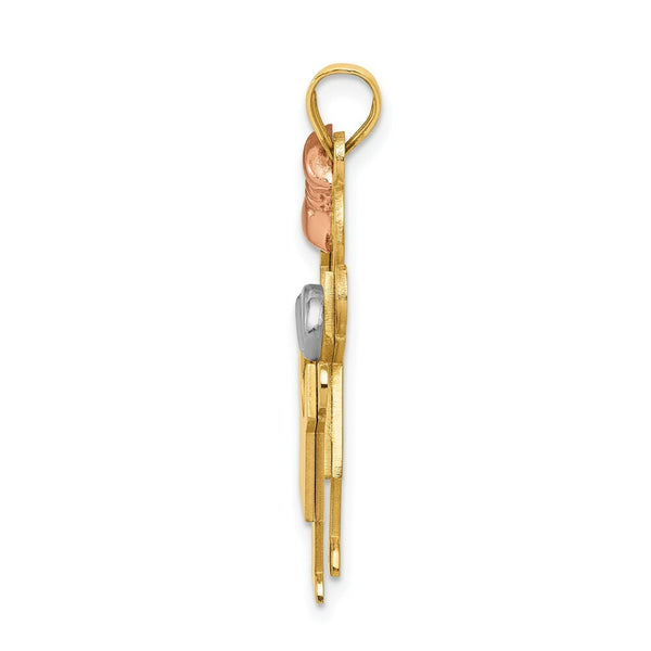 14K Tri-Color Gold Big Girl & Little Boy Engravable Charm Pendant
