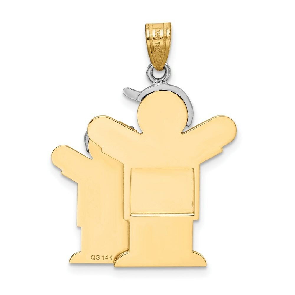 14K Two-tone Gold Big Boy & Little Boy Engravable Charm Pendant