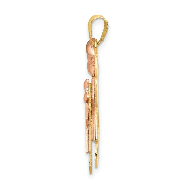 14K Two-tone Gold Big Girl & Little Girl Engravable Charm Pendant