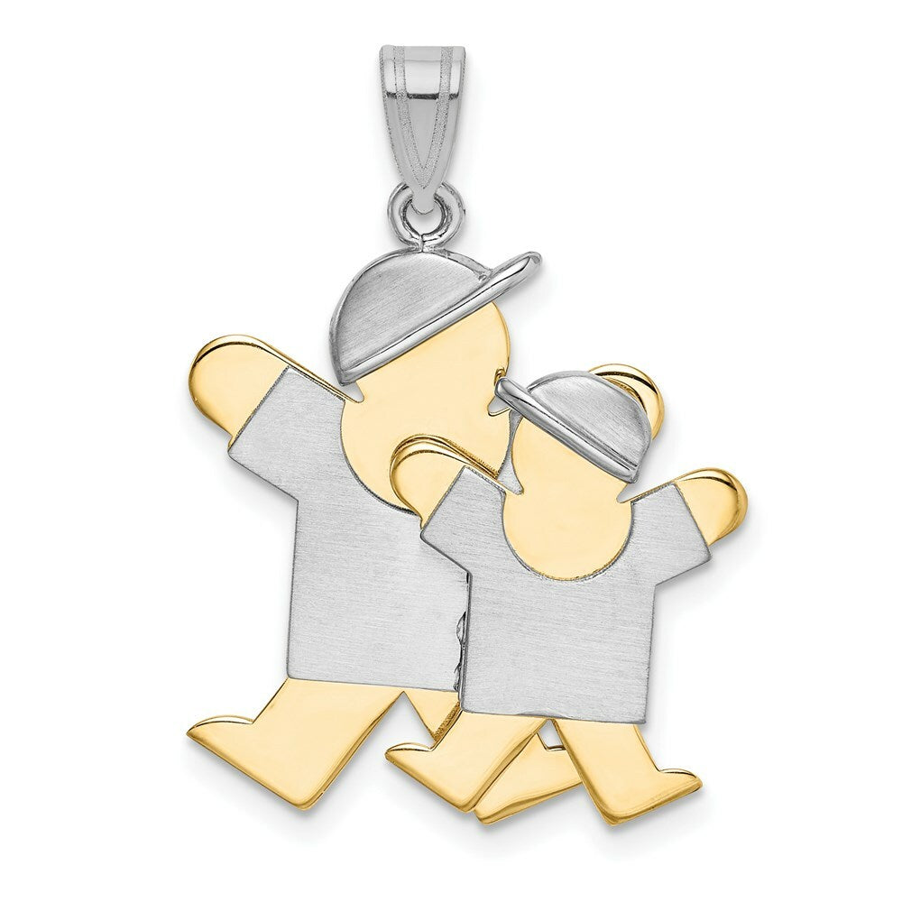 14K Two-tone Gold Big Boy & Little Boy Engravable Charm Pendant