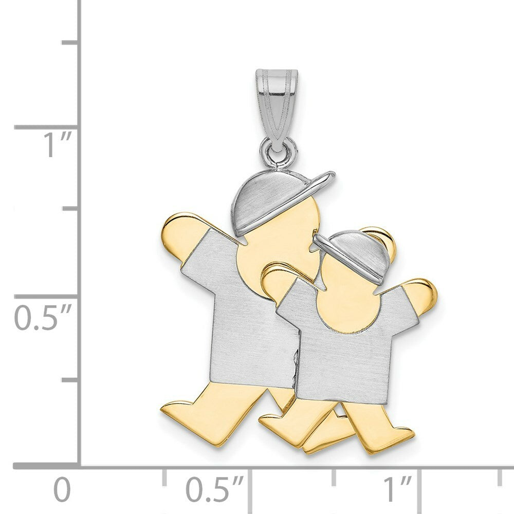 14K Two-tone Gold Big Boy & Little Boy Engravable Charm Pendant