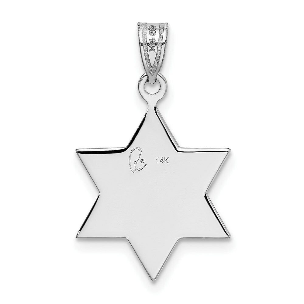 14K White Gold Star of David Pendant