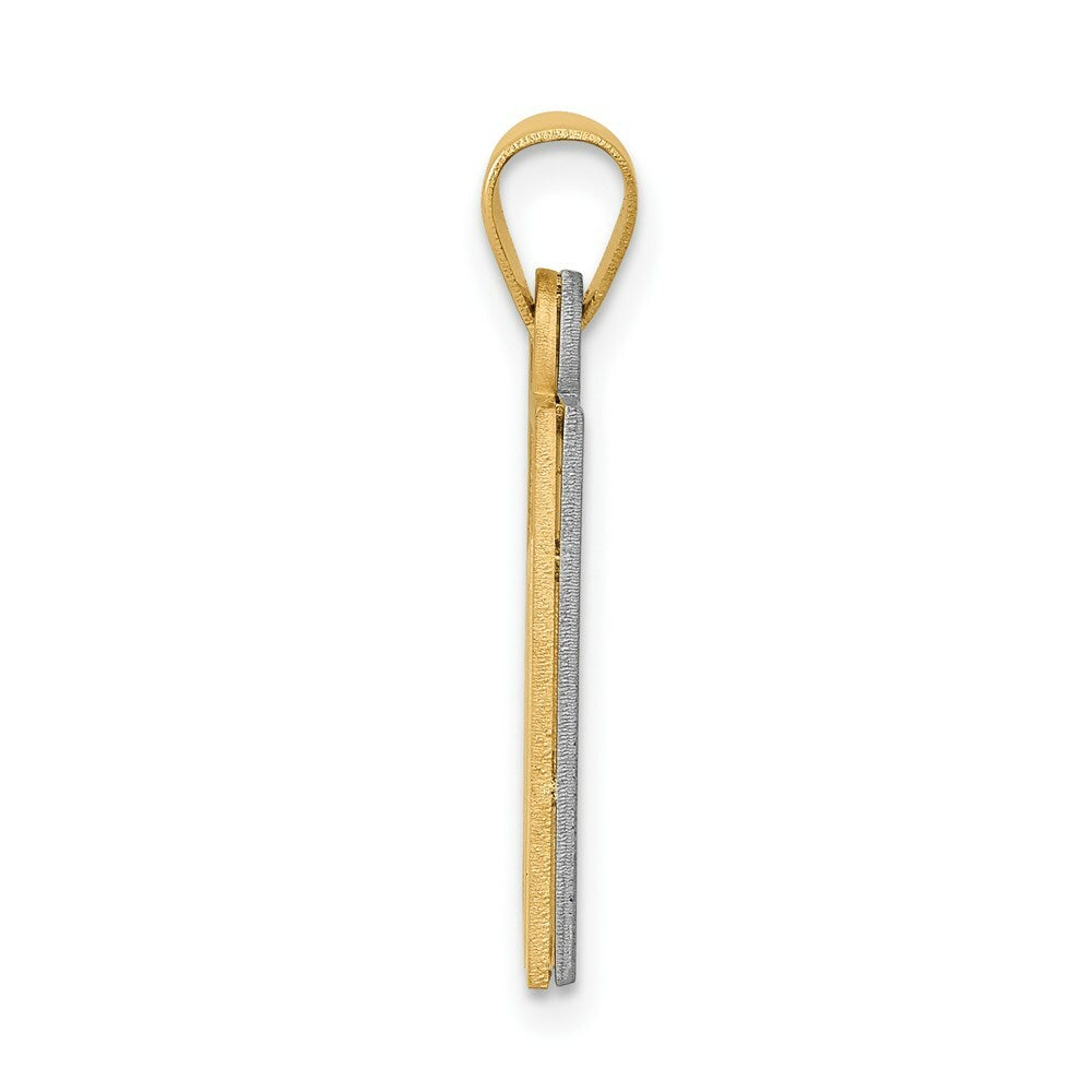 14K Two-tone Gold Solid Satin Chai Charm