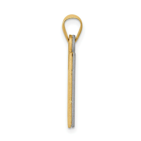 14K Two-tone Gold Solid Satin Chai Charm