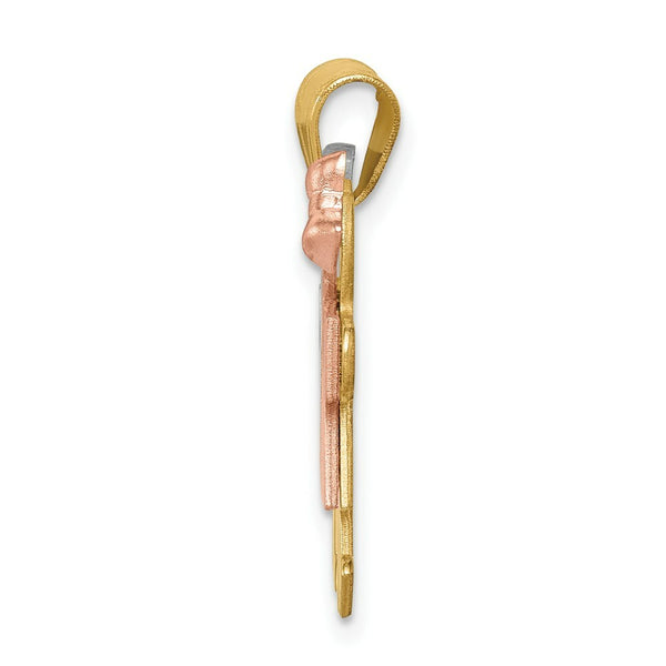 14K Tri-Color Gold Small Boy on Left & Girl on Right Engravable Charm
