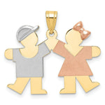 Load image into Gallery viewer, 14K Tri-Color Gold Small Boy on Left &amp; Girl on Right Engravable Charm
