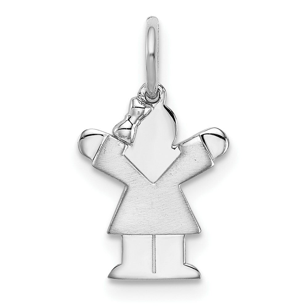 14K White Gold Mini Girl Charm Pendant