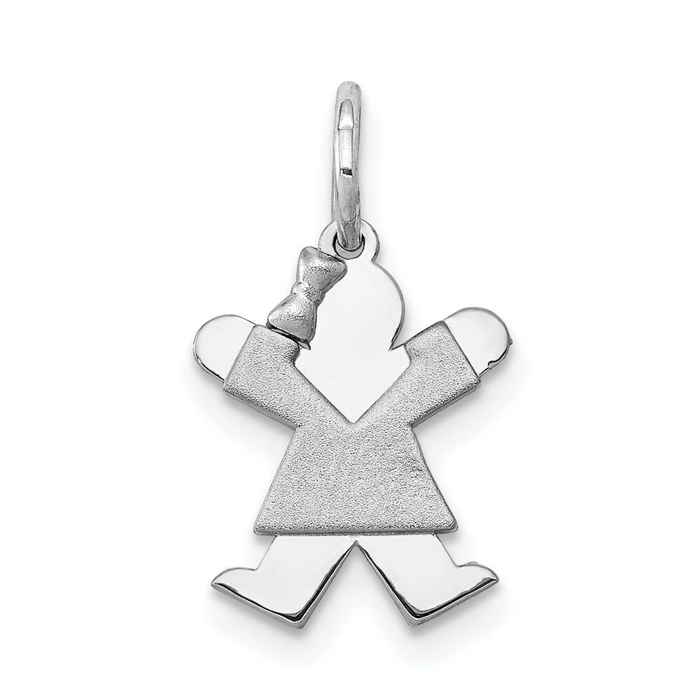 14K White Gold Mini Girl Charm Pendant
