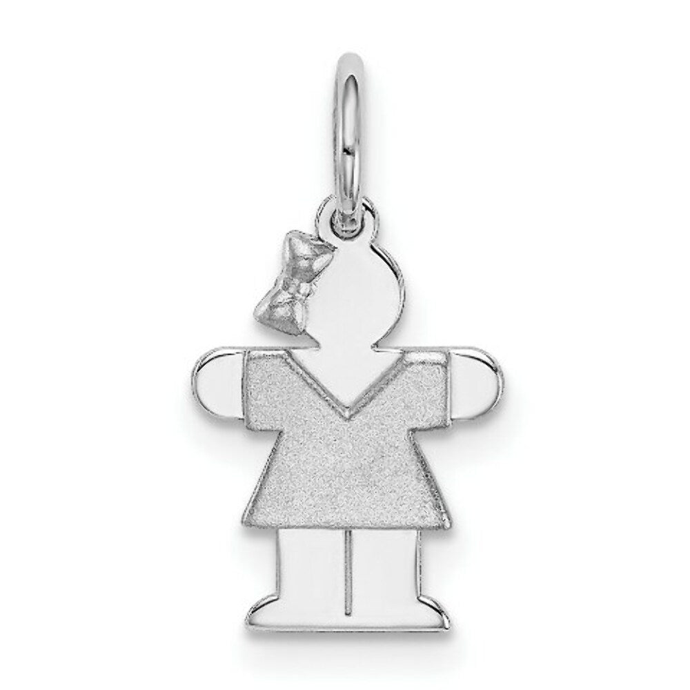 14K White Gold Mini Girl Charm Pendant