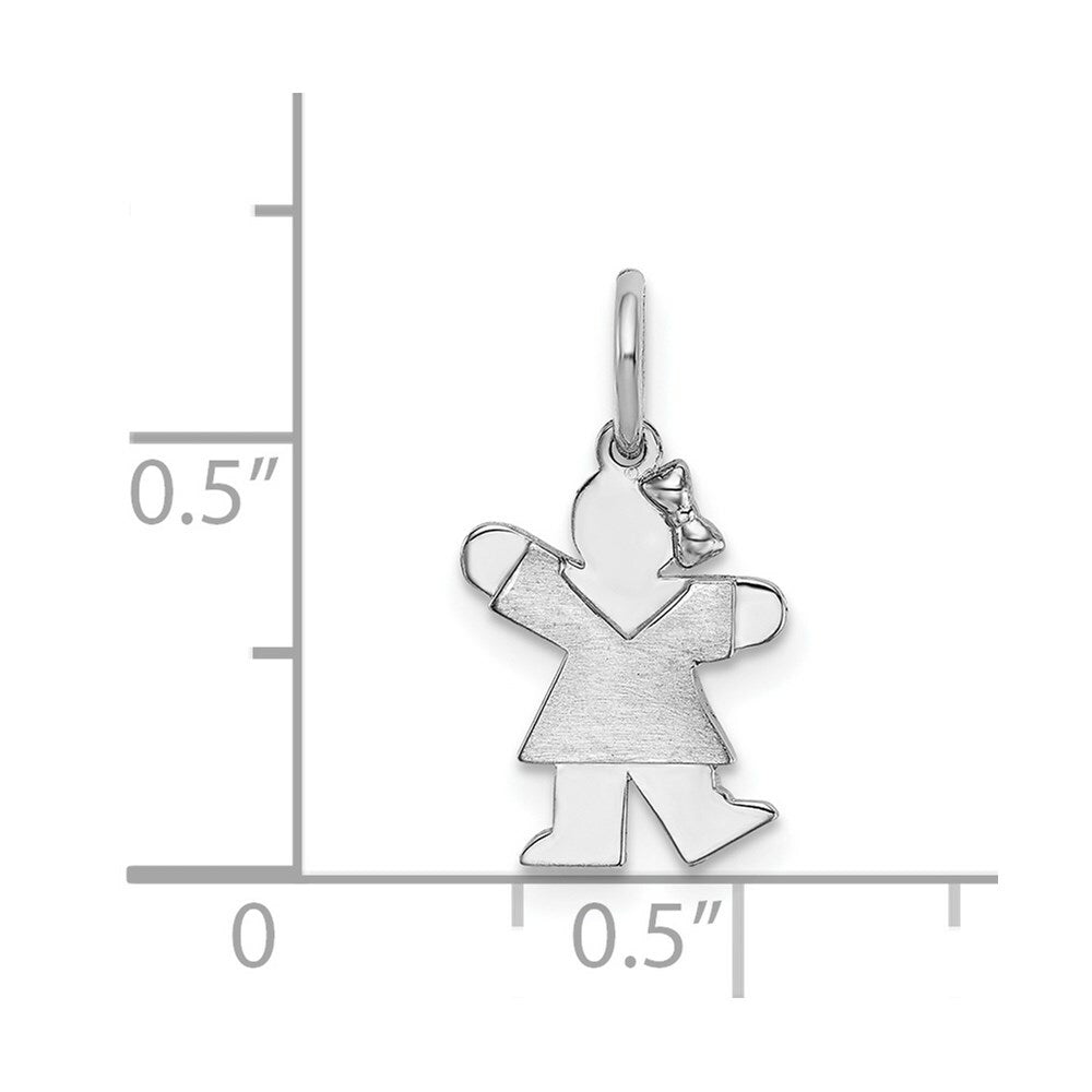 14K White Gold Mini Girl Charm Pendant