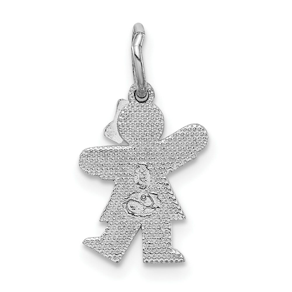 14K White Gold Mini Girl Charm Pendant