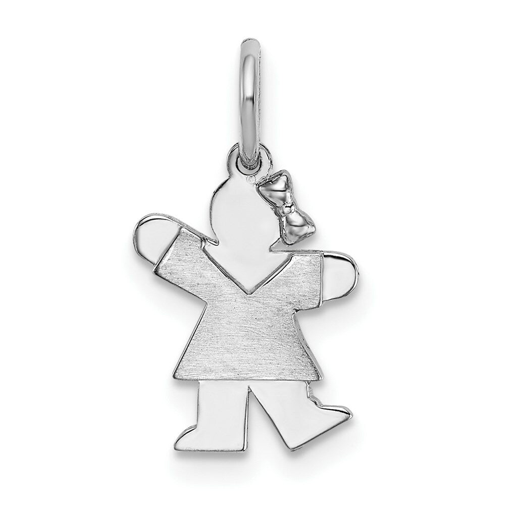 14K White Gold Mini Girl Charm Pendant