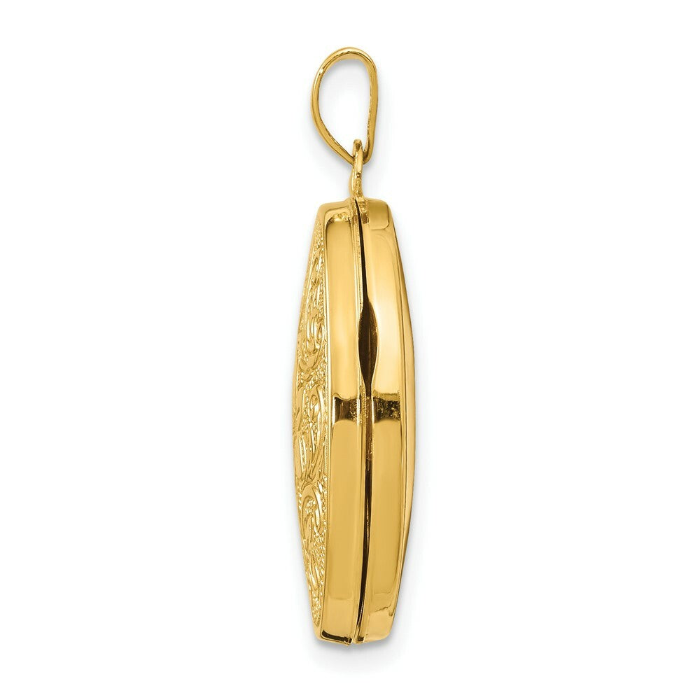 14K Yellow Gold Scrolled Floral Locket 30x21mm
