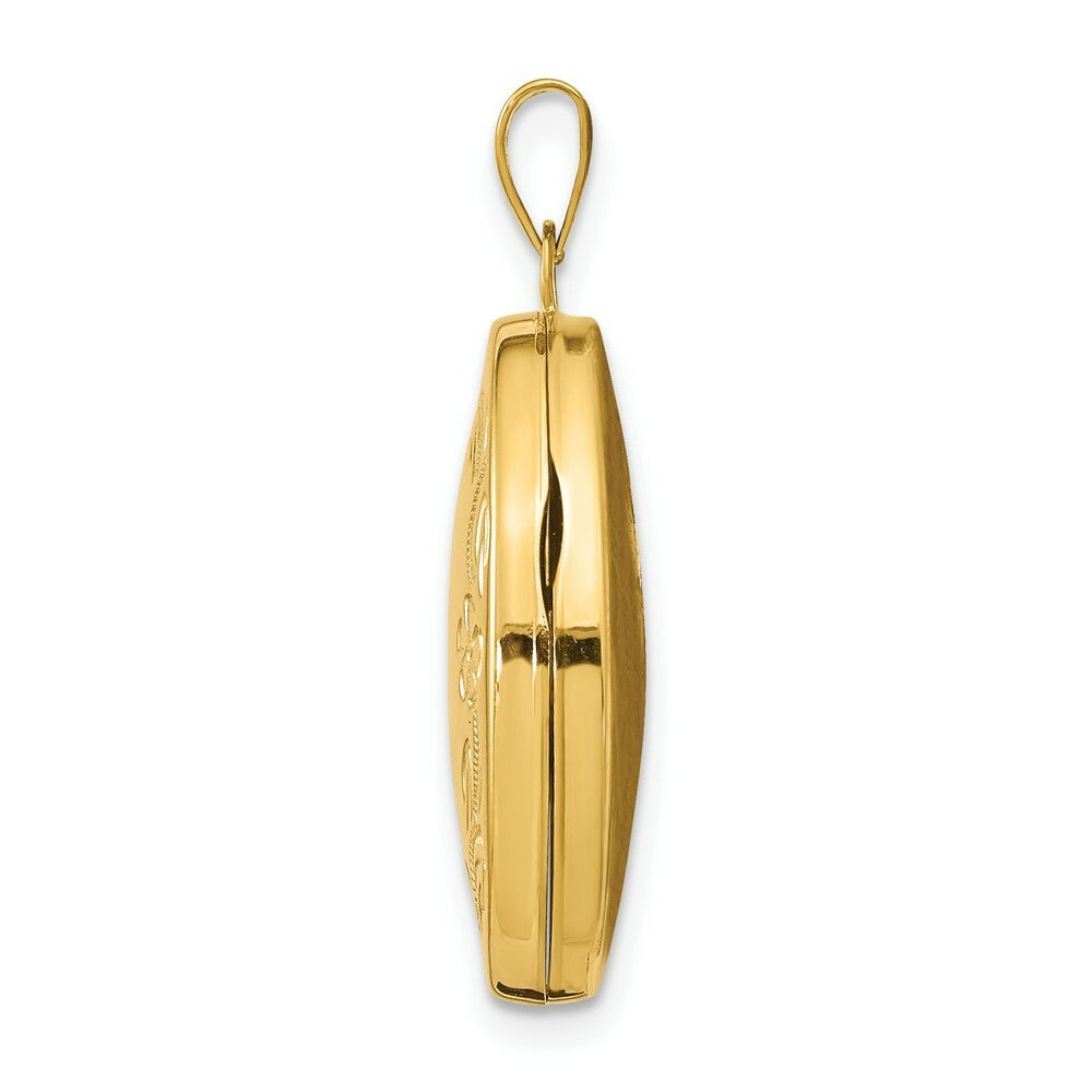 14K Yellow Gold Hand Engraved Locket 30x21mm