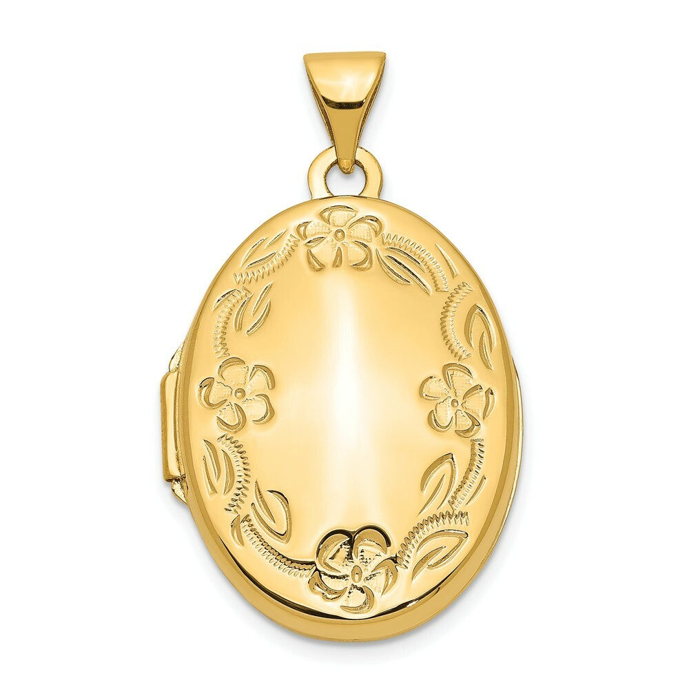 14K Yellow Gold Hand Engraved Locket 30x21mm